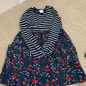 Hanna Andersson Navy and White Striped Dress Holiday